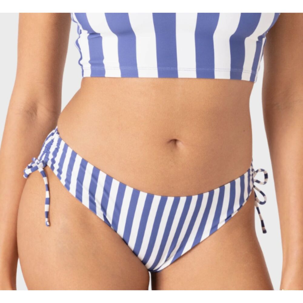 Roxy Women's Stripe Out Lace Hipster Bikini Bottoms Bijou Blue